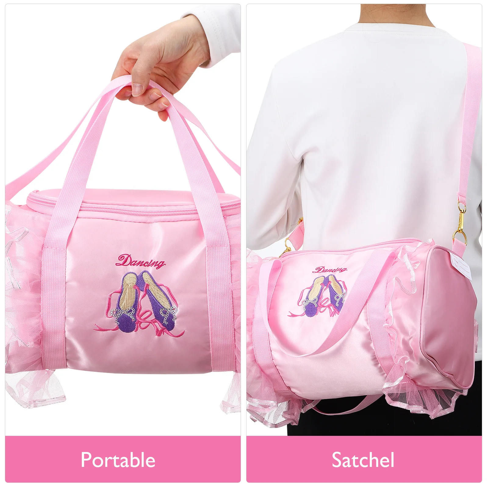 Deep Pink Dance Bag Ballet Shoes Embroidery Mesh Sides Tote Shoulder Large Capacity Zipper Keychains Pompom Accessories
Deep Pink Dance Bag Ballet Shoes Embroidery Mesh Sides Tote Shoulder Large Capacity Zipper Keychains Pompom Accessories