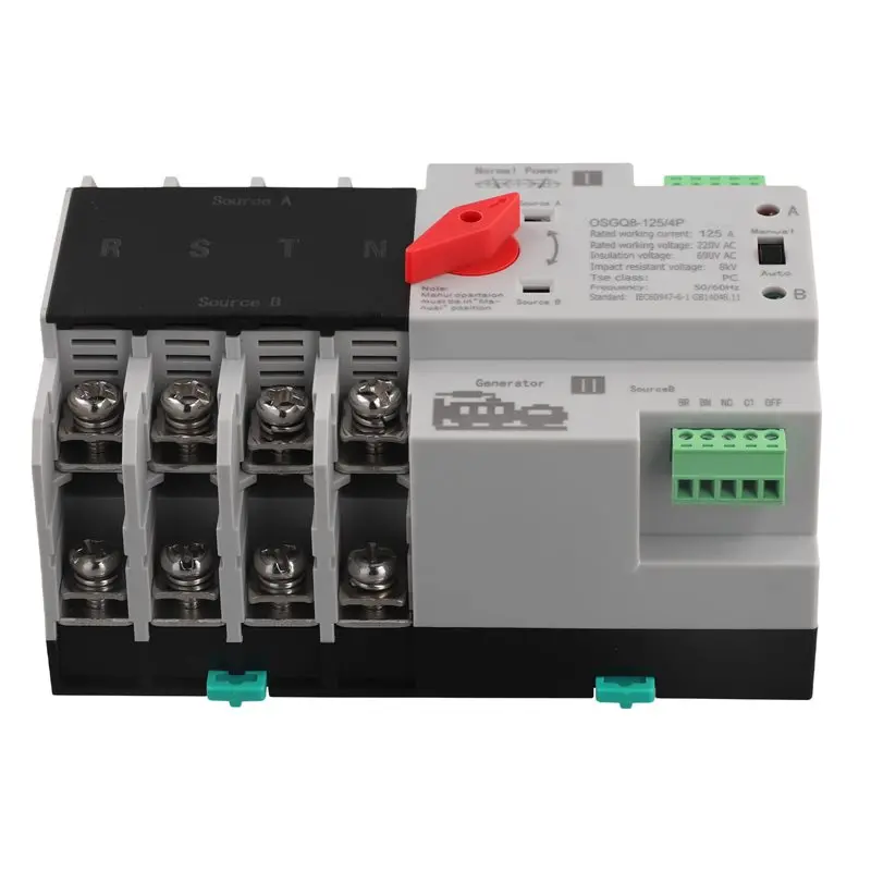 RMWIN-4P 125A AC220V Dual Power Automatic Transfer Switch Electrical Selector Switches Single Phase Din Rail Switch
RMWIN-4P 125A AC220V Dual Power Automatic Transfer Switch Electrical Selector Switches Single Phase Din Rail Switch