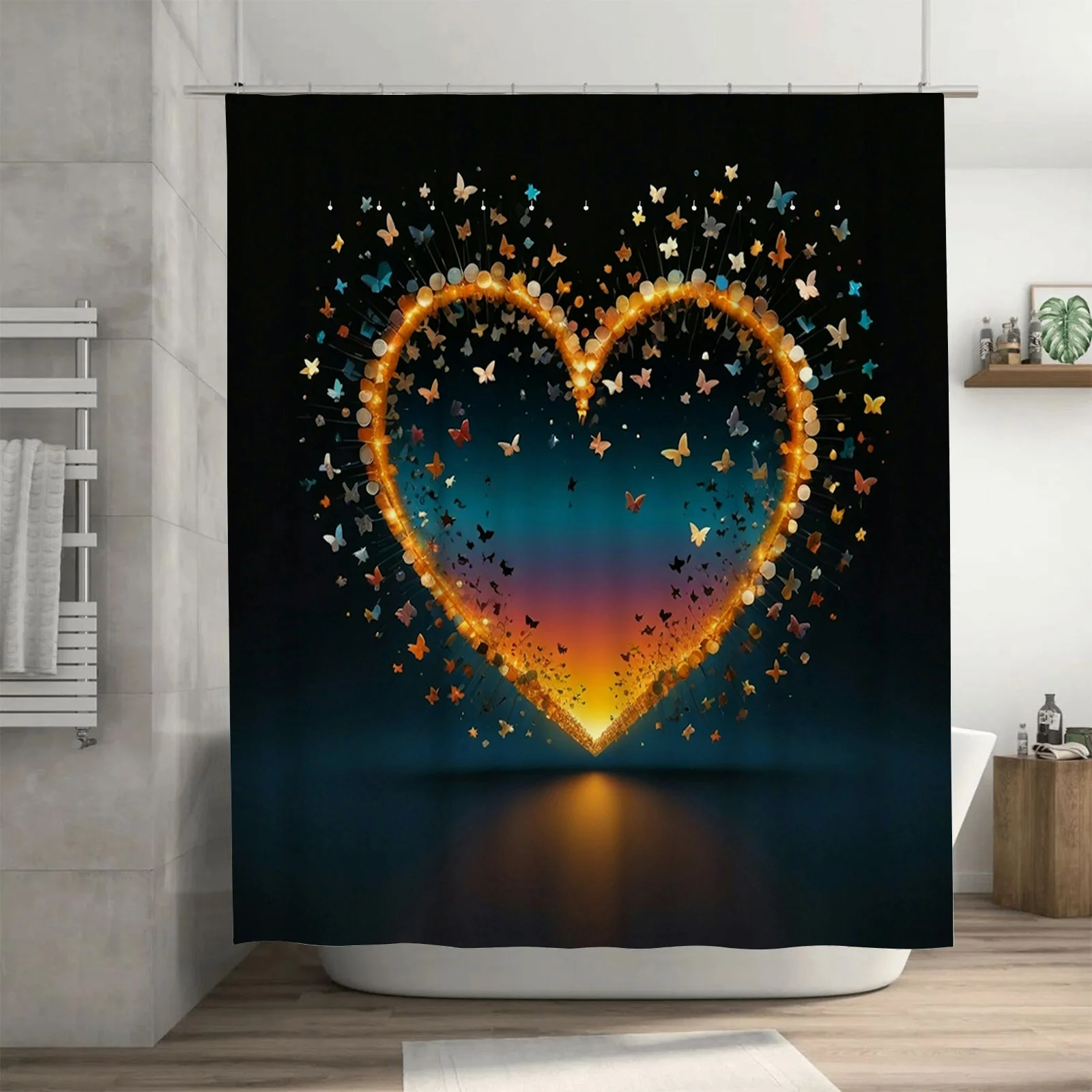 Занавеска для душа 3D Heart с бабочками | Романтический и мечтательный декор для ванной комнаты
Занавеска для душа 3D Heart с бабочками | Романтический и мечтательный декор для ванной комнаты