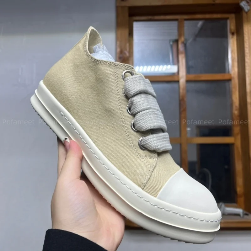 Top Quality Casual Shoes Men Women Canvas Lace Up Thick Shoelace Luxury Design Street Style Flat Sneakers Big Size 34-48
Top Quality Casual Shoes Men Women Canvas Lace Up Thick Shoelace Luxury Design Street Style Flat Sneakers Big Size 34-48
