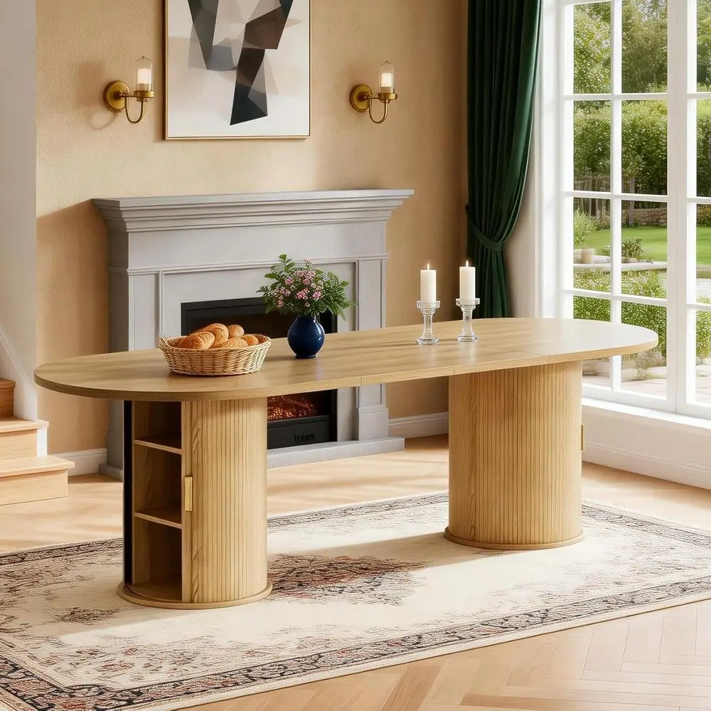 Rustic Expandable Dining Table for 6-10 People, 63-94.5 Long, Brown Wood Base, Suitable for Kitchen or Meeting Room
Rustic Expandable Dining Table for 6-10 People, 63-94.5 Long, Brown Wood Base, Suitable for Kitchen or Meeting Room