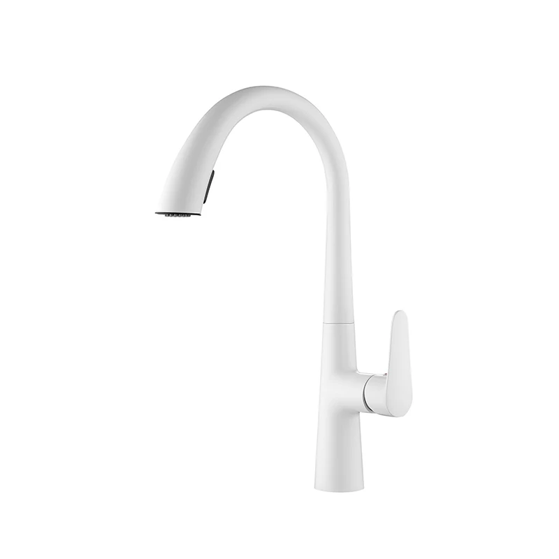White all-copper kitchen pull-out faucet, washing basin, laundry sink, hot and cold faucet
White all-copper kitchen pull-out faucet, washing basin, laundry sink, hot and cold faucet