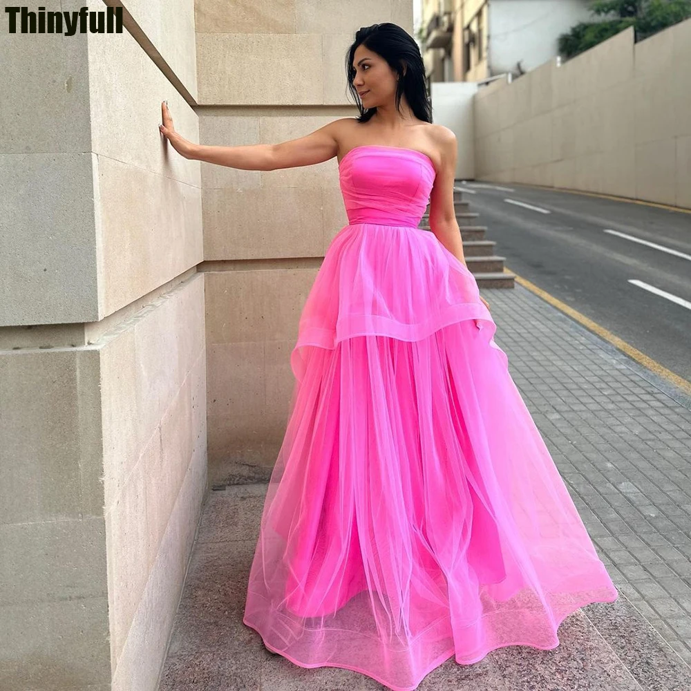 Thinyfull A-line Pink Evening Party Dresses Strapless Sleeveless Tulle Prom Dress Ruffles Formal Occasion Gown Robe De Soirée
Thinyfull A-line Pink Evening Party Dresses Strapless Sleeveless Tulle Prom Dress Ruffles Formal Occasion Gown Robe De Soirée