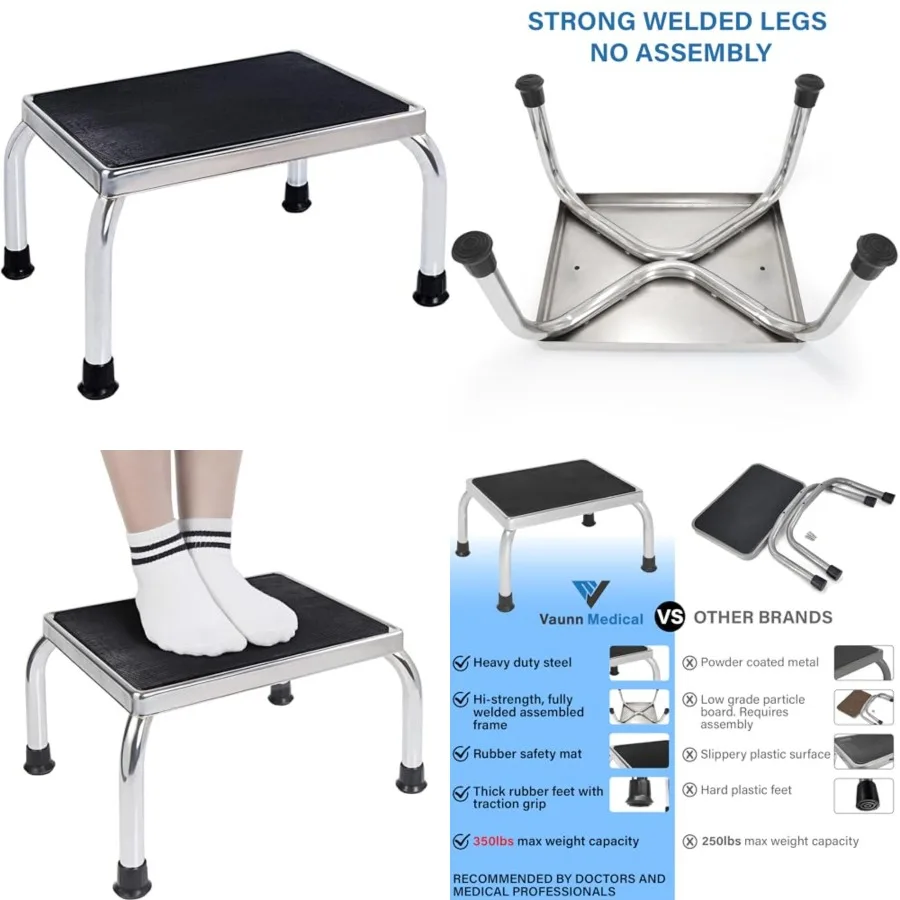 Medical Feet Step Stool 350lbs Heavy-Duty Welded Steel Legs, Fully Welded Single Construction Frame, Anti-Skid Rubber Platform
Medical Feet Step Stool 350lbs Heavy-Duty Welded Steel Legs, Fully Welded Single Construction Frame, Anti-Skid Rubber Platform