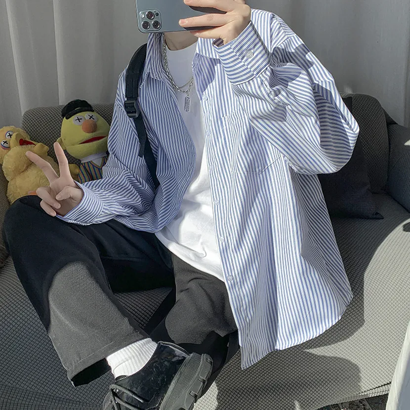 Slim Fit Long Sleeve Striped Shirt Men's Spring Autumn Thin Style Casual Outerwear for Teenagers And Students Button down
Slim Fit Long Sleeve Striped Shirt Men's Spring Autumn Thin Style Casual Outerwear for Teenagers And Students Button down