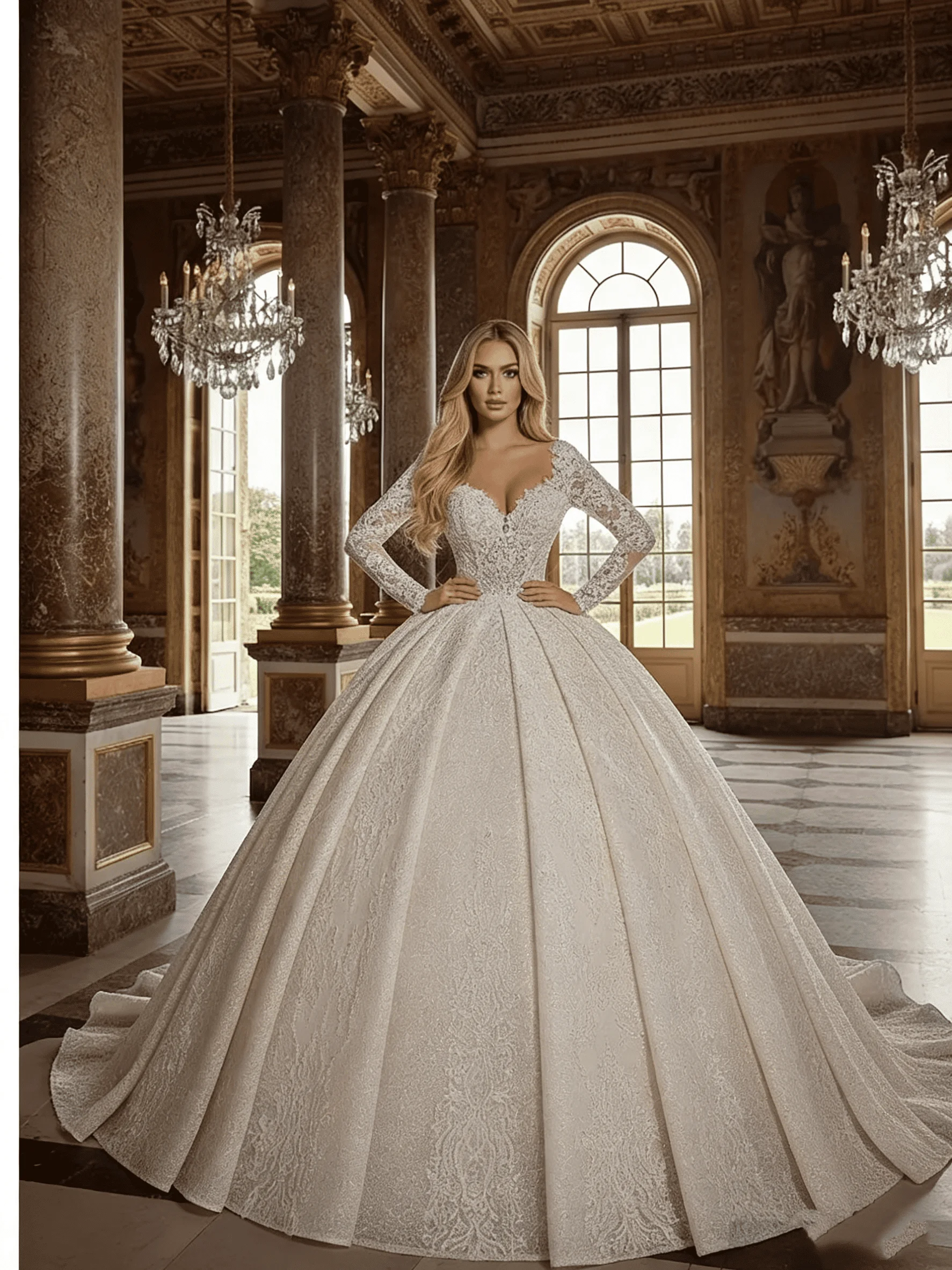 Luxury Ball Gown Wedding Dress Sweetheart Long Lace Sleeve Sparkly Sequin Bridal Gown for Women Vestidos De Novia Customized
Luxury Ball Gown Wedding Dress Sweetheart Long Lace Sleeve Sparkly Sequin Bridal Gown for Women Vestidos De Novia Customized