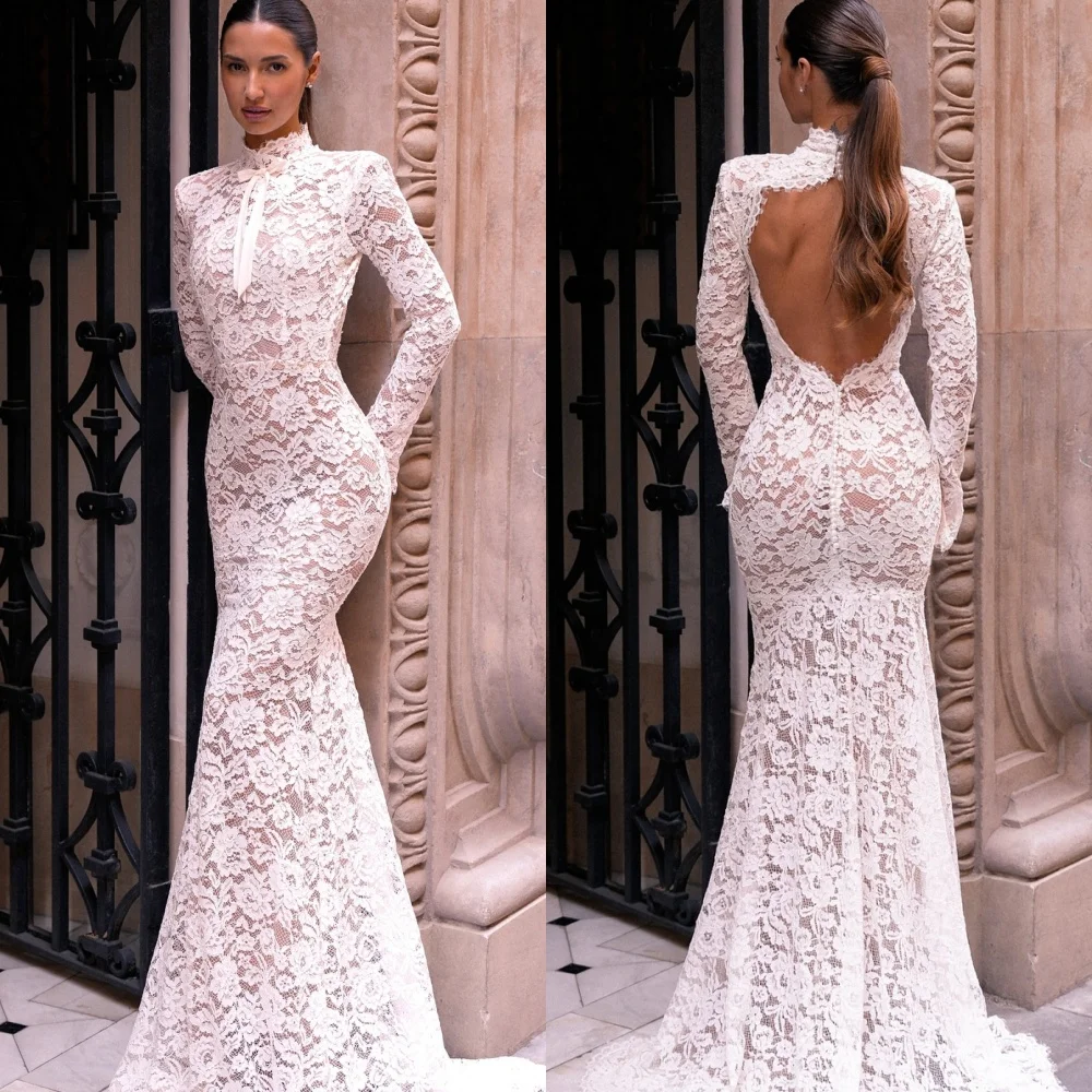 Customized Luxury High Neckline Long Sleeves Evening Dress High Quality Tulle Prom Dresses Temperament Mermaid Party Gowns
Customized Luxury High Neckline Long Sleeves Evening Dress High Quality Tulle Prom Dresses Temperament Mermaid Party Gowns