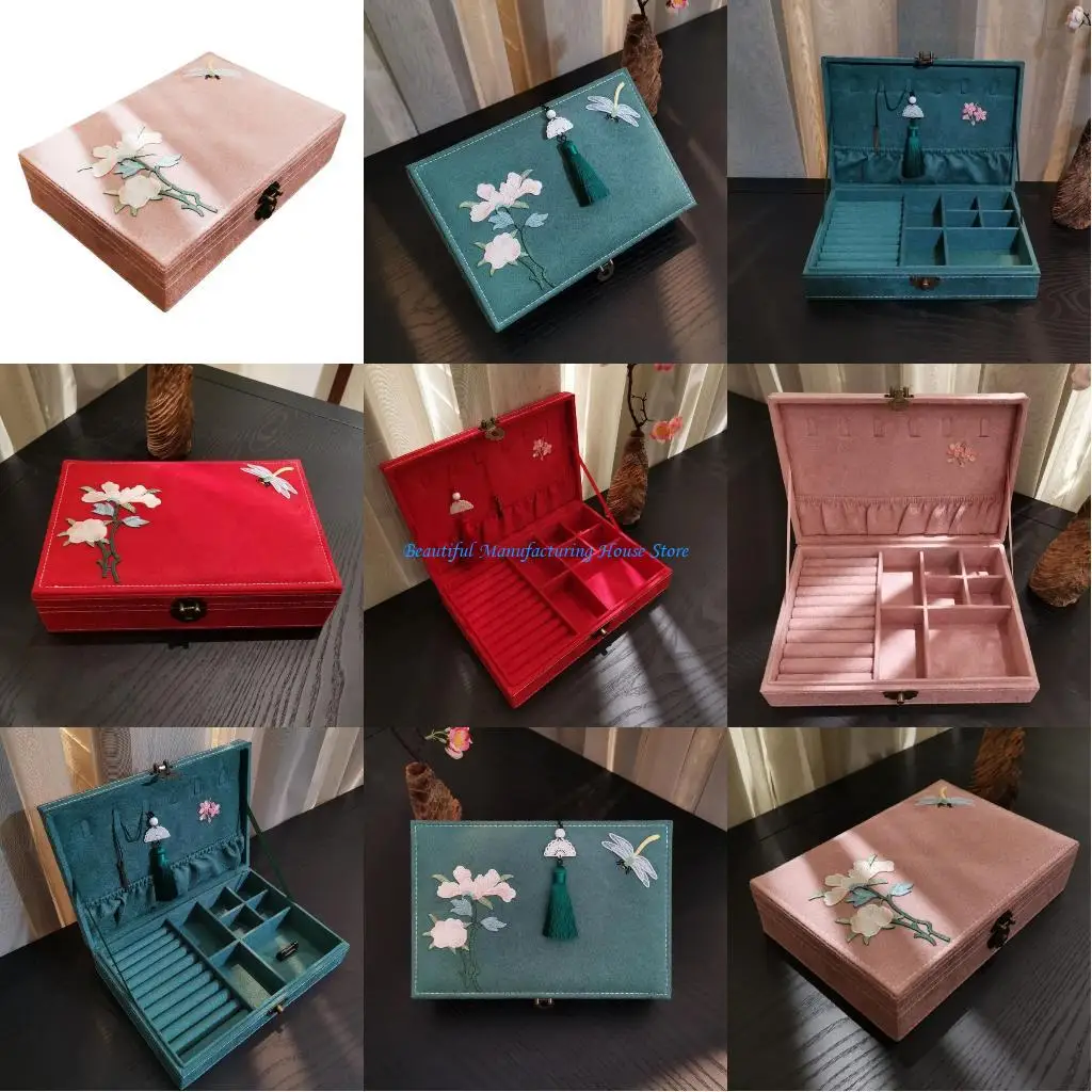 E56A Традиционный китайский держатель для ювелирных изделий Элегантный деревянный ящик для хранения с вышивкой и отделениями для
E56A Традиционный китайский держатель для ювелирных изделий Элегантный деревянный ящик для хранения с вышивкой и отделениями для