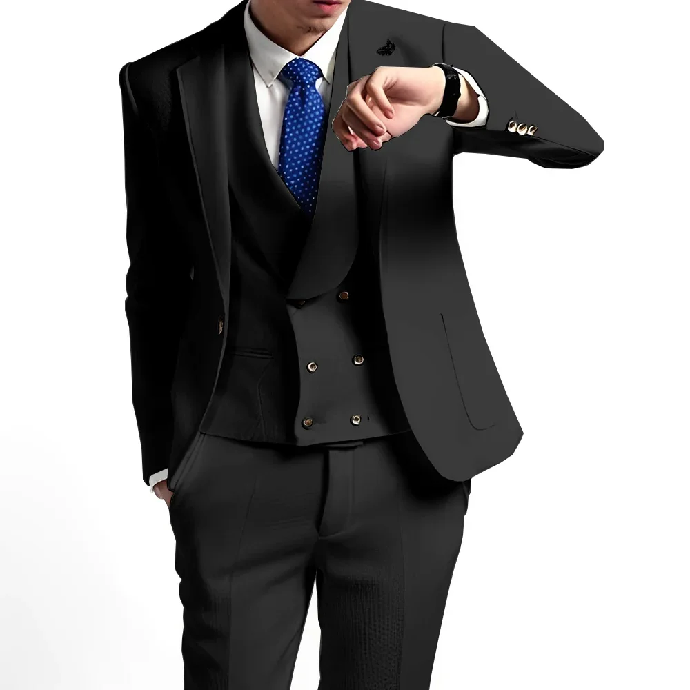 Black luxury men's suit slim fit 3-piece jacket vest long pants wedding tailcoat men's formal occasion application
Black luxury men's suit slim fit 3-piece jacket vest long pants wedding tailcoat men's formal occasion application