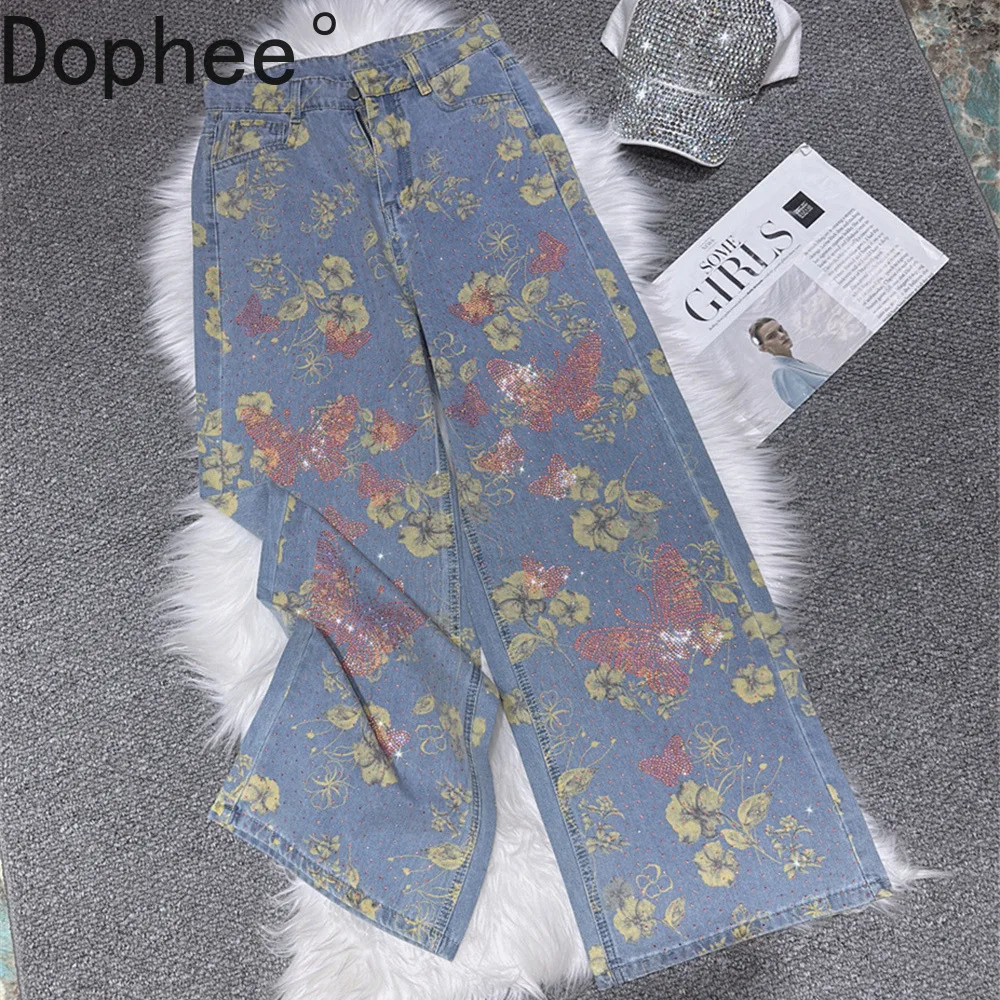 Streetwear Tie-dye Printing Floral Denim Pants New Summer High Waist Mopping Floor Straight Jeans Hot Drilling Wide Leg Trousers
Streetwear Tie-dye Printing Floral Denim Pants New Summer High Waist Mopping Floor Straight Jeans Hot Drilling Wide Leg Trousers