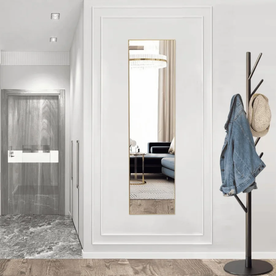 59" Rectangular Floor Mirror Aluminum Alloy Full Length Mirror with Stand Gold
59" Rectangular Floor Mirror Aluminum Alloy Full Length Mirror with Stand Gold