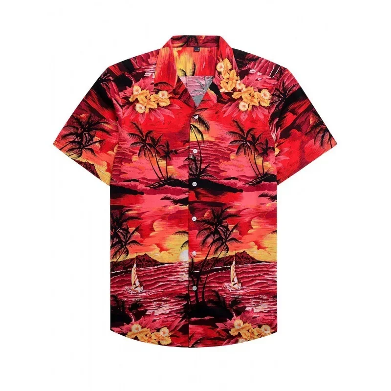 Men's Fashion New Beach Style T-shirt Leaf Print Short-sleeved Lapel Breathable Button-down Shirt
Men's Fashion New Beach Style T-shirt Leaf Print Short-sleeved Lapel Breathable Button-down Shirt