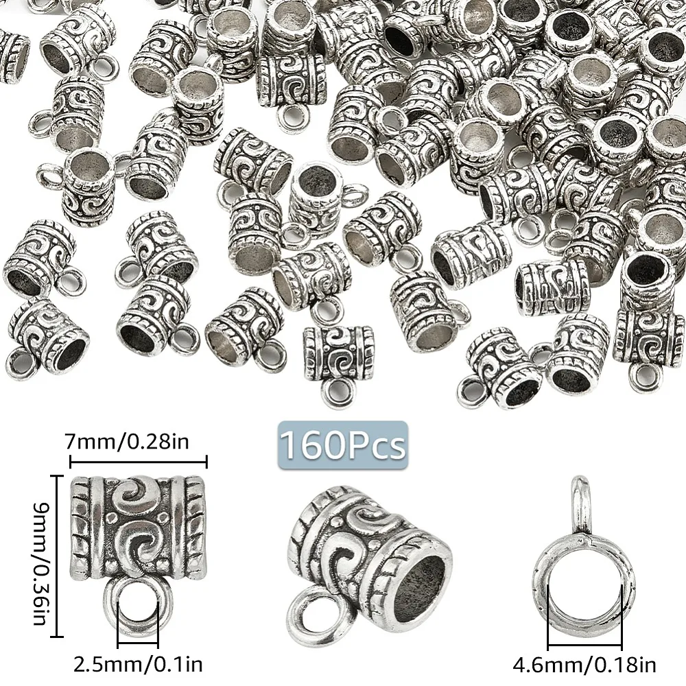 160Pcs Style Alloy Tube Bails Loop Bails Lead Free Cadmium Free Bail Beads Column Silver 9x7mm Hole: 2.5mm
160Pcs Style Alloy Tube Bails Loop Bails Lead Free Cadmium Free Bail Beads Column Silver 9x7mm Hole: 2.5mm