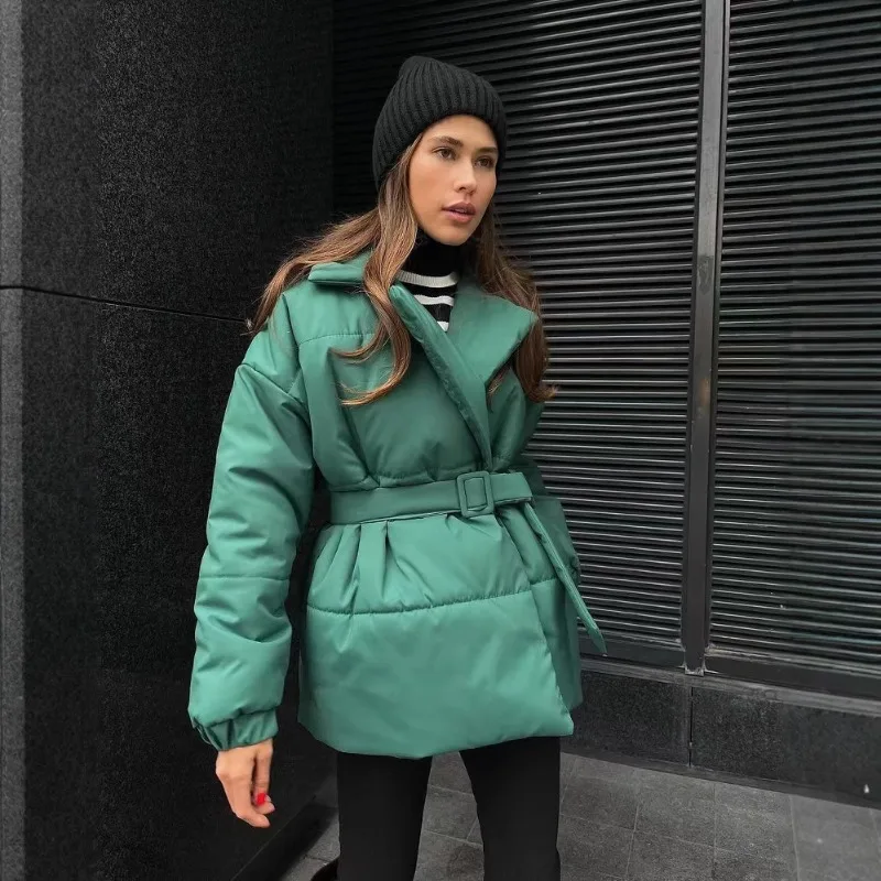 Women's Autumn and Winter Fashionable Jacket, Long Sleeved Cotton Thick Jacket, Lace Up Lapel, Temperament for Commuting 
Women's Autumn and Winter Fashionable Jacket, Long Sleeved Cotton Thick Jacket, Lace Up Lapel, Temperament for Commuting