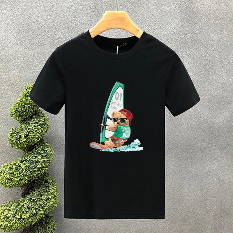 Summer Men's Casual Short Sleeve T-shirt Sailing Surfing Bear Print Design Tees Vintage Trendy High Quality Cotton Tops for Male
Summer Men's Casual Short Sleeve T-shirt Sailing Surfing Bear Print Design Tees Vintage Trendy High Quality Cotton Tops for Male