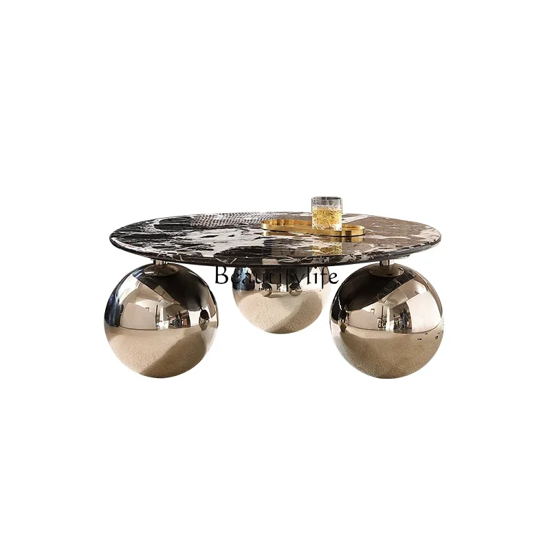 LJY*Marble coffee table light luxury minimalist stainless steel designer creative modern simple living room home round table
LJY*Marble coffee table light luxury minimalist stainless steel designer creative modern simple living room home round table
