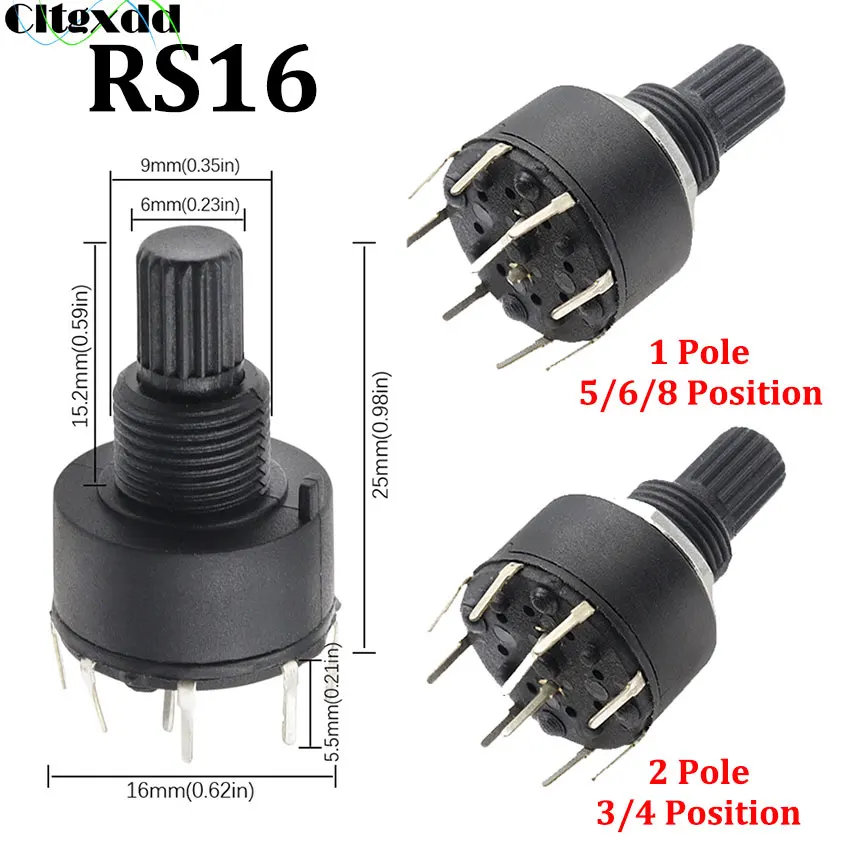 1pcs SR16 16mm Rotary Switch 1Pole 3/4/5/6/8 Position 2Pole 3/4 Position Handle Length 15MM Shaft Flower Axis Band Switch
1pcs SR16 16mm Rotary Switch 1Pole 3/4/5/6/8 Position 2Pole 3/4 Position Handle Length 15MM Shaft Flower Axis Band Switch