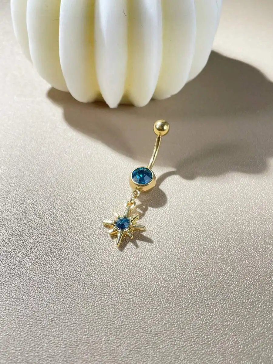 Stainless Steel Belly Button Ring With Blue Rhinestone 8-Point Star Dangle, Perfect For Festival, Beach, Club, Party And
Stainless Steel Belly Button Ring With Blue Rhinestone 8-Point Star Dangle, Perfect For Festival, Beach, Club, Party And