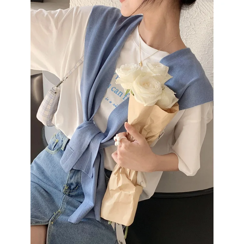 Korean-style spring autumn clothing with cozy knitted shirt air-conditioned rooms paired with a shawl and scarf Cape P1
Korean-style spring autumn clothing with cozy knitted shirt air-conditioned rooms paired with a shawl and scarf Cape P1