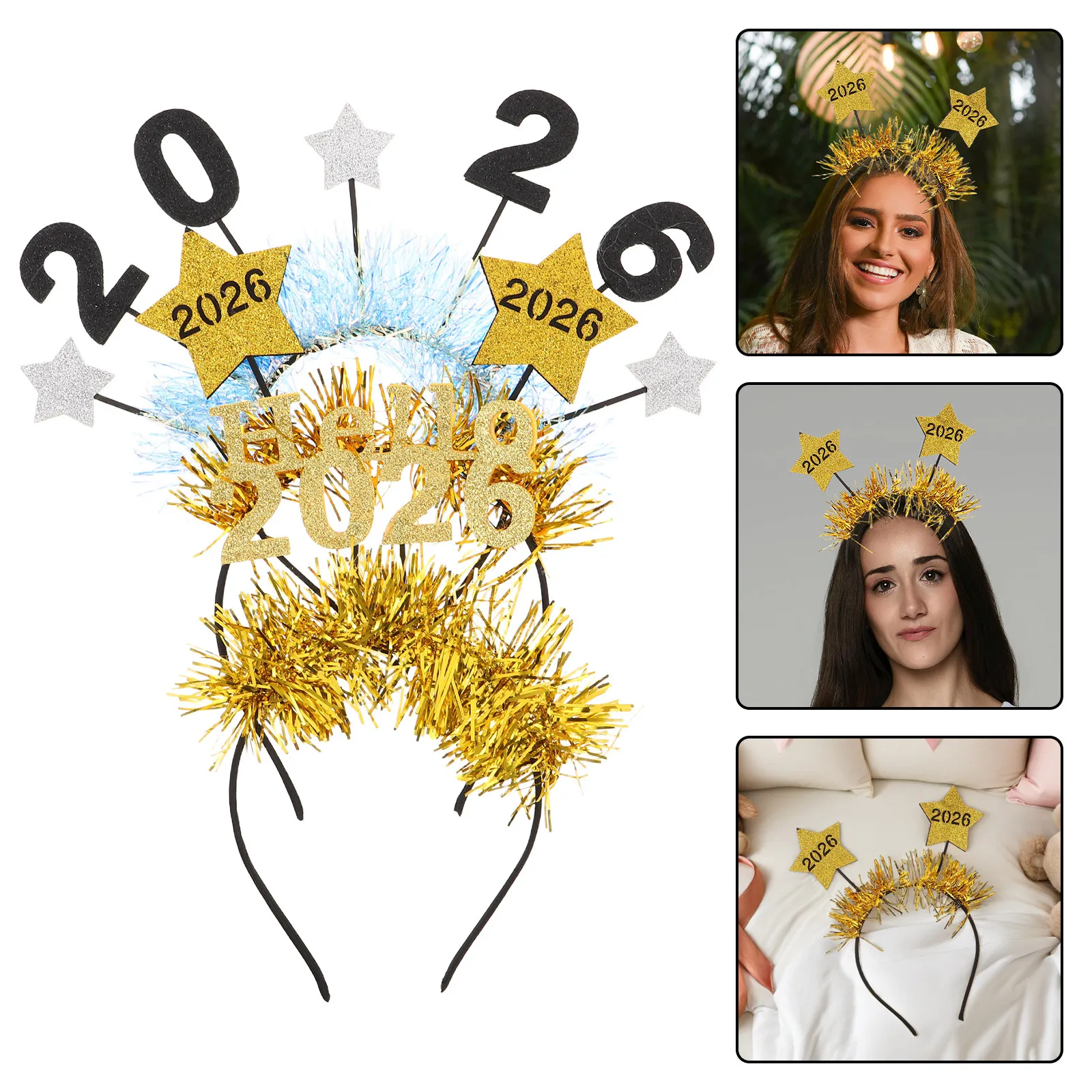 3Pcs New Year Headband Set Happy New Year Tiara Glitter Star Boppers Festive Party Hair Hoop Holiday Eve Supplies
3Pcs New Year Headband Set Happy New Year Tiara Glitter Star Boppers Festive Party Hair Hoop Holiday Eve Supplies
