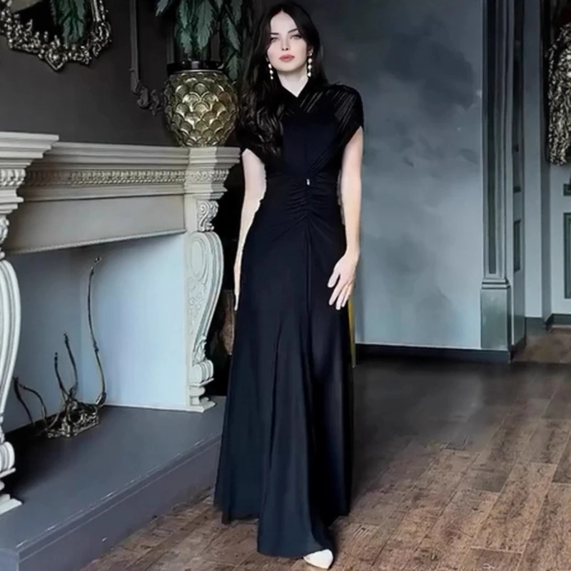 Long Dress Women Dresses A Line Vestidos Stand Neck Short Sleeve Tight Waist Pleated Elegant Party Night Evening Y2k 2026 Spring
Long Dress Women Dresses A Line Vestidos Stand Neck Short Sleeve Tight Waist Pleated Elegant Party Night Evening Y2k 2026 Spring