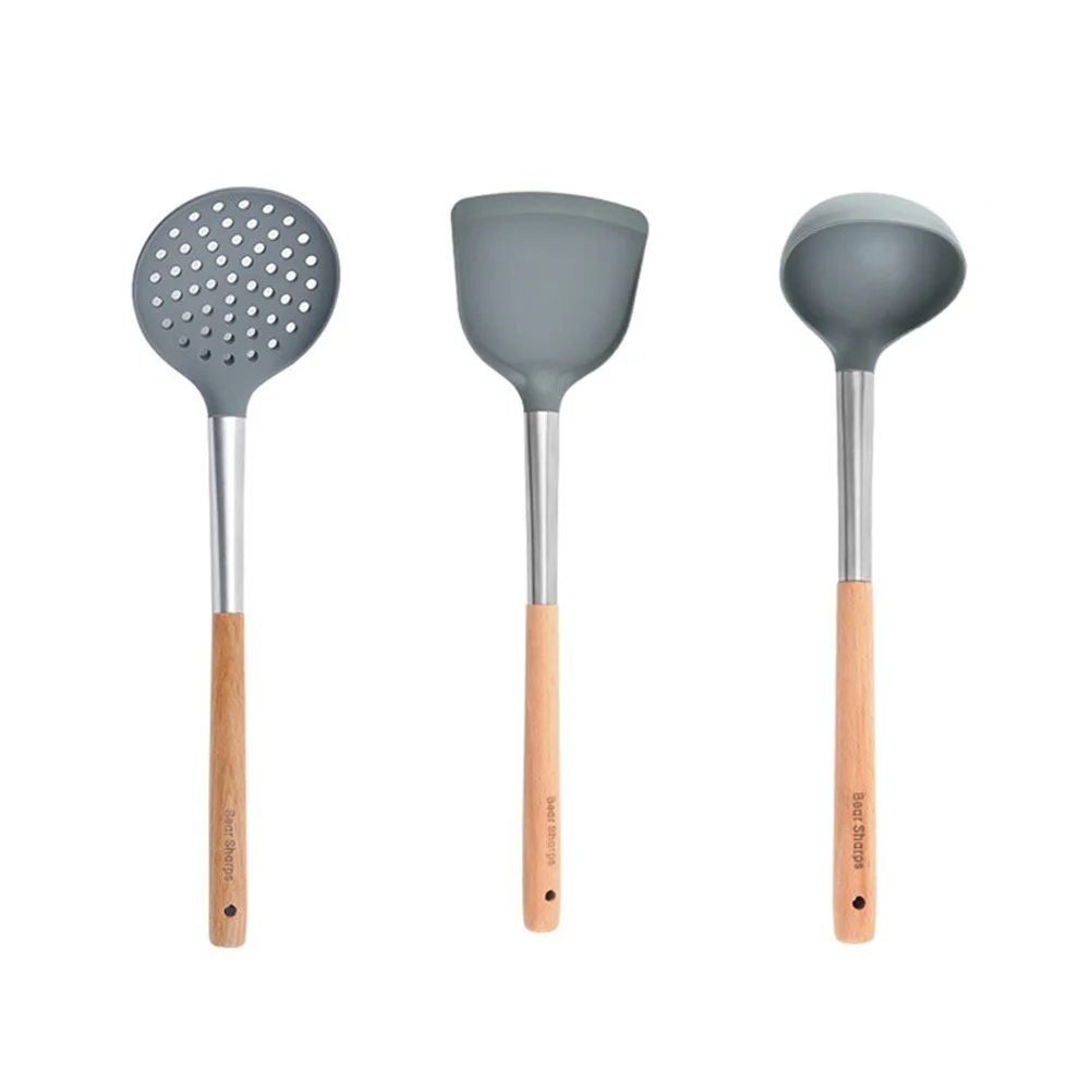 Silicone Kitchen Utensil Set Beech Handle Heat Resistant Cooking Tools For Home Restaurant Ladle Spoon Strainer Grey
Silicone Kitchen Utensil Set Beech Handle Heat Resistant Cooking Tools For Home Restaurant Ladle Spoon Strainer Grey