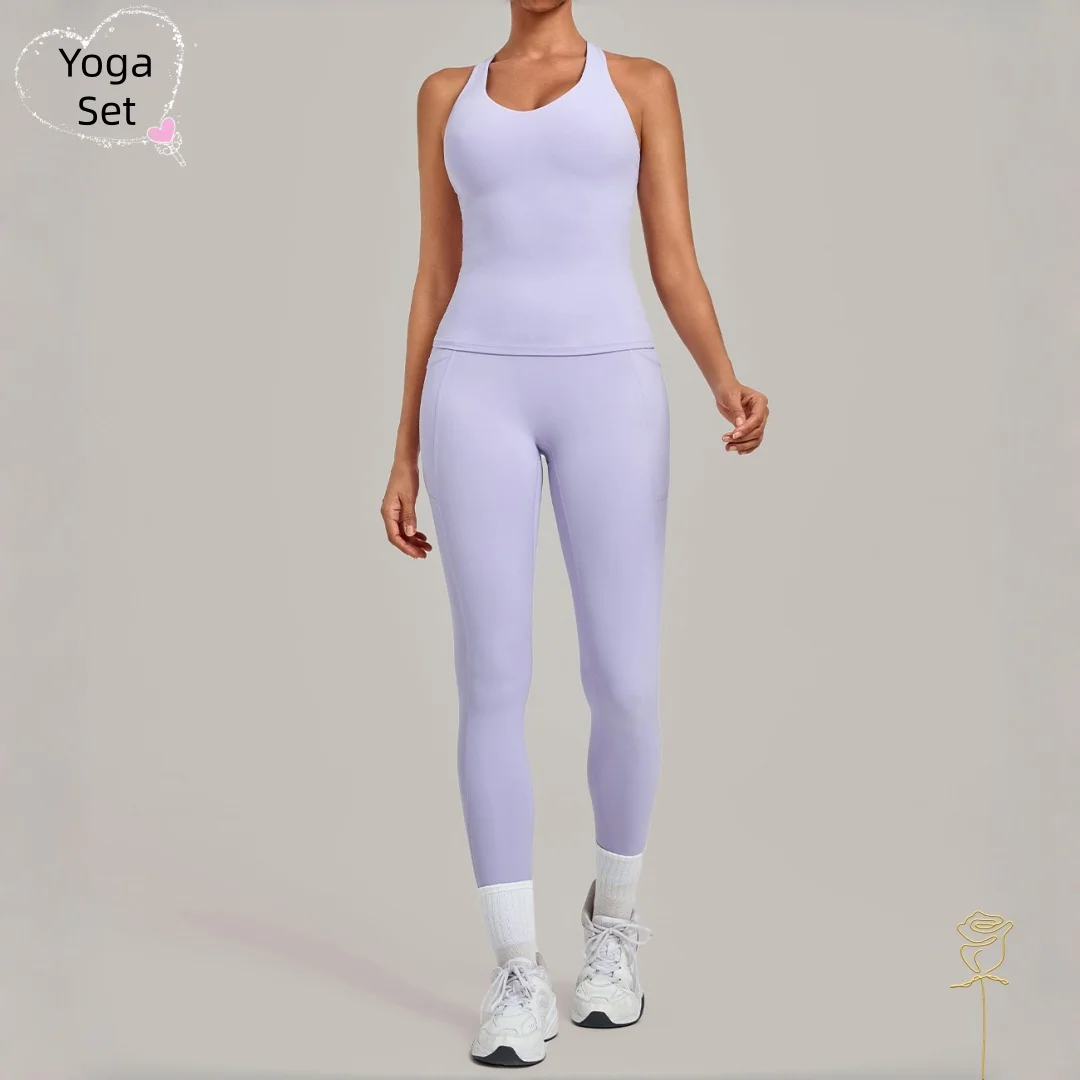 New Women's Yoga Set Sports Fitness High Waist Hip Lift Tight Backless I-shaped Vest Pants Pocket Running Workout Gym Yoga Suit
New Women's Yoga Set Sports Fitness High Waist Hip Lift Tight Backless I-shaped Vest Pants Pocket Running Workout Gym Yoga Suit
