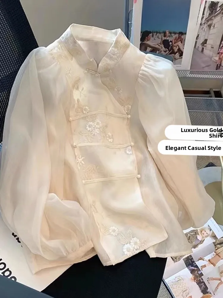 New Chinese Style Long Sleeve Shirt Women's Spring New plus Size Flattering National Style Buttoned Chiffon Top Slimming Effect
New Chinese Style Long Sleeve Shirt Women's Spring New plus Size Flattering National Style Buttoned Chiffon Top Slimming Effect