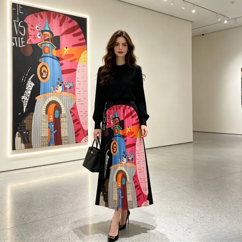 Miyake Pleated 2026 Outfit Beach Skirt Dopamine High Waist Elegant Fashion Cartoon Print A-line Skirt for Women Summer Pleat
Miyake Pleated 2026 Outfit Beach Skirt Dopamine High Waist Elegant Fashion Cartoon Print A-line Skirt for Women Summer Pleat