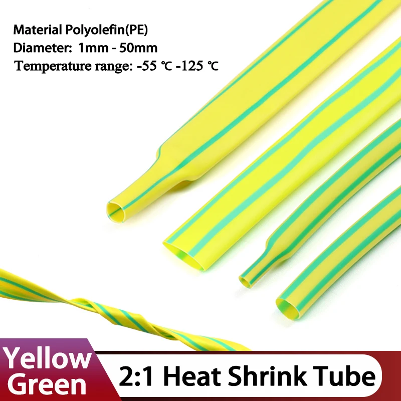 2:1 Yellow-Green Dia 1 ~ 50mm Heat Shrink Tube DIY Connector Repair Electrical Insulation Waterproof Protecctor Shrinkage Tubing
2:1 Yellow-Green Dia 1 ~ 50mm Heat Shrink Tube DIY Connector Repair Electrical Insulation Waterproof Protecctor Shrinkage Tubing