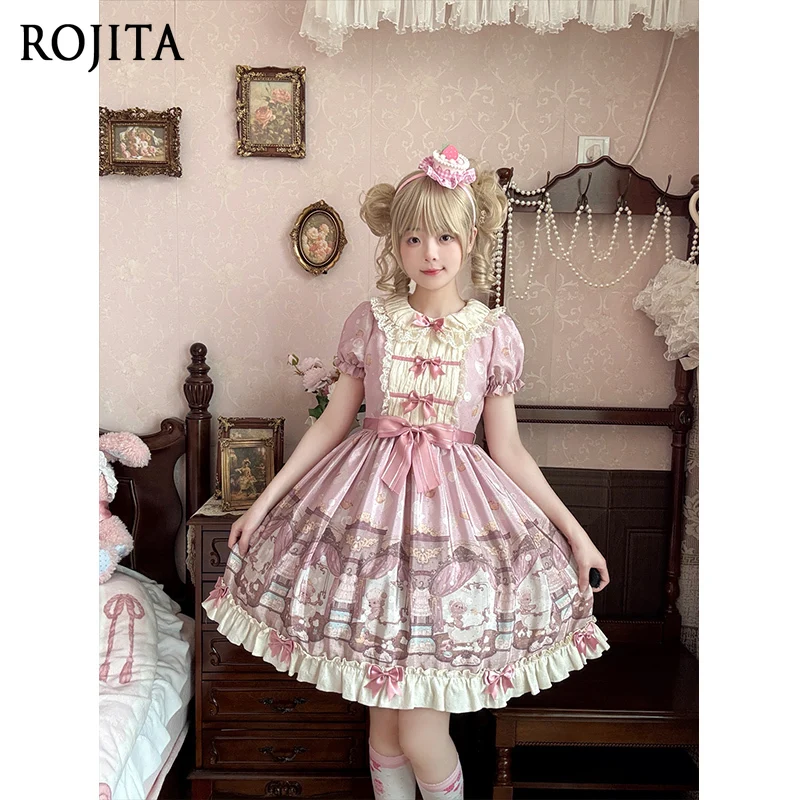 Милое ретро платье в стиле Лолиты с маленьким медвежонком и пузырьковым воротником для женщин, кавайное платье с короткими рукавами и рюшами для куклы
Милое ретро платье в стиле Лолиты с маленьким медвежонком и пузырьковым воротником для женщин, кавайное платье с короткими рукавами и рюшами для куклы