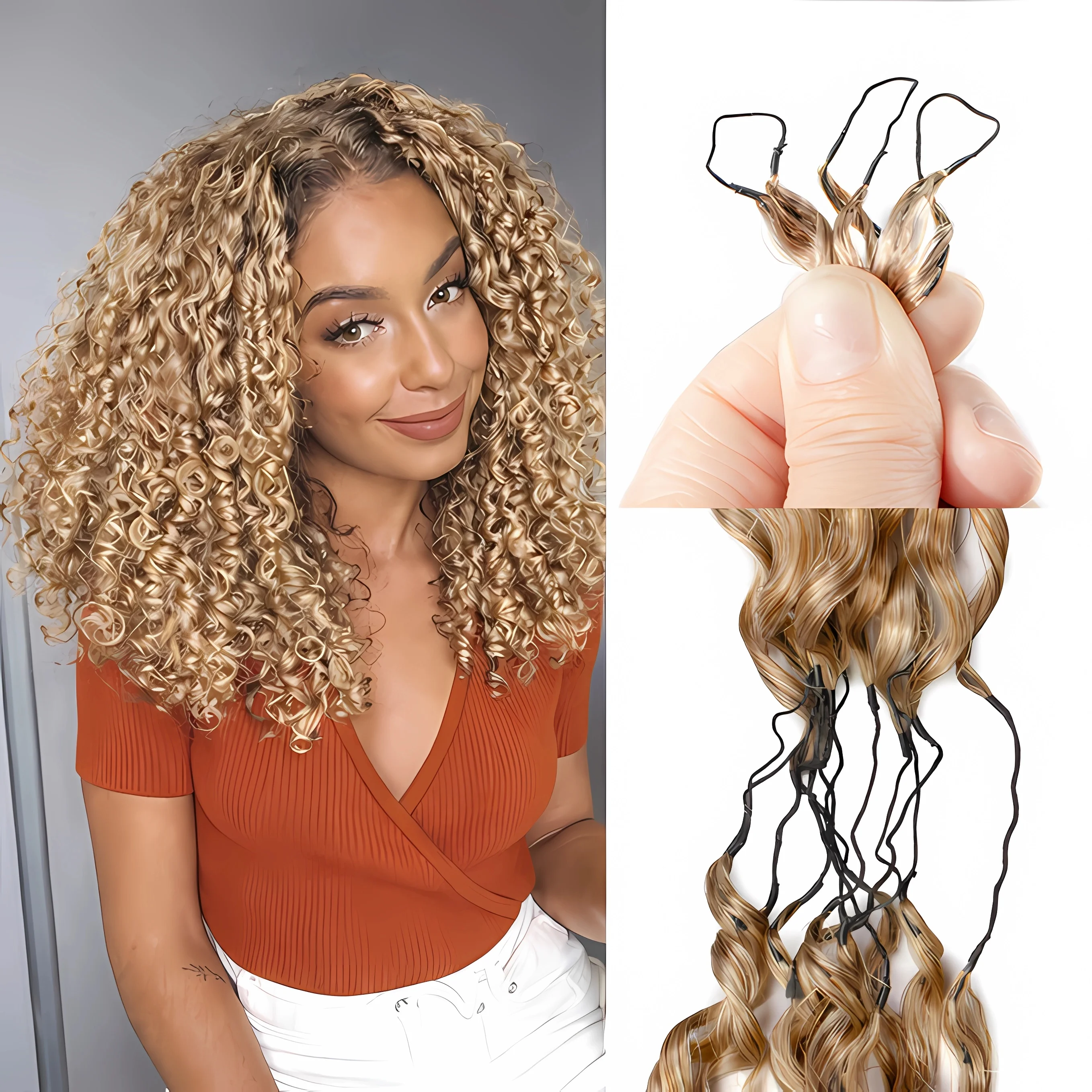 Наращивание волос 15A Honey Blonde Kinky Curly Crochet: невидимые, предварительно разделенные пучки волос с маленькими спиралями и эффектом перьев
Наращивание волос 15A Honey Blonde Kinky Curly Crochet: невидимые, предварительно разделенные пучки волос с маленькими спиралями и эффектом перьев