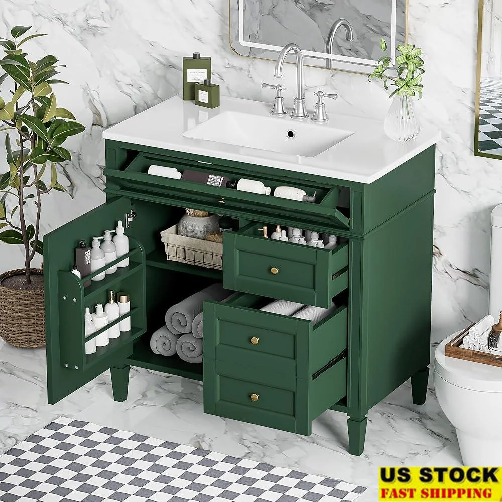 Elegant Bathroom Vanity Combo with Sink Solid Wood Frame Storage Cabinet Soft Closing Drawers Tip Out Waterproof Design
Elegant Bathroom Vanity Combo with Sink Solid Wood Frame Storage Cabinet Soft Closing Drawers Tip Out Waterproof Design