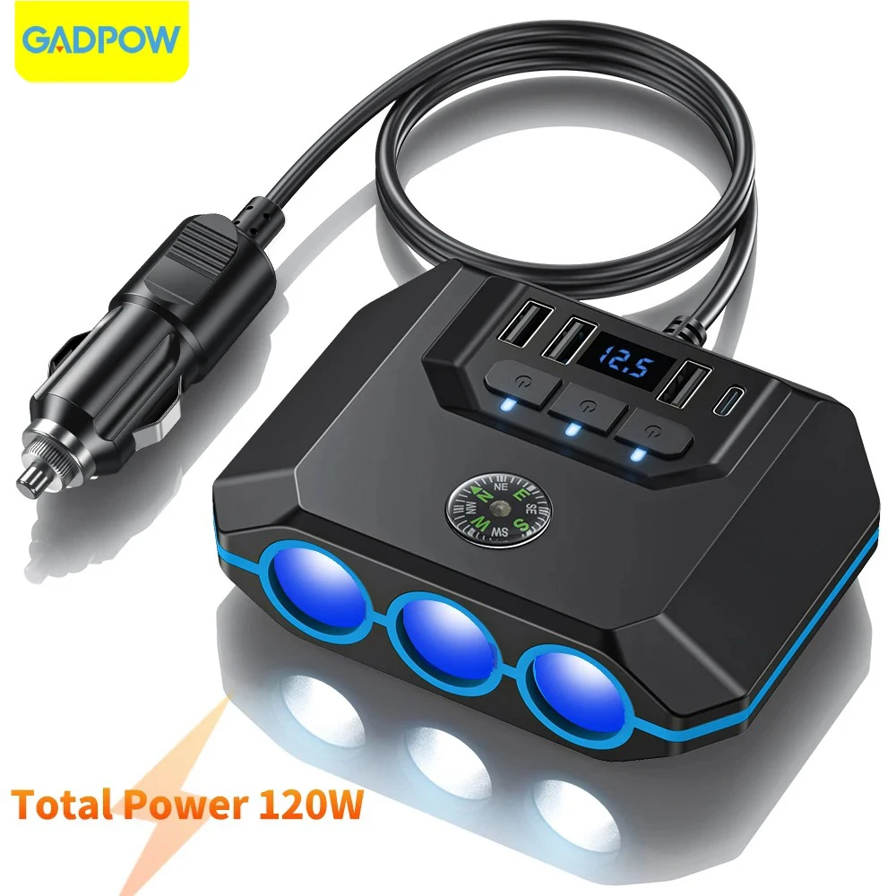 Gadpow Car Cigarette Lighter Socket Splitter Car Charger With ON/OFF Switch PD USB Charger LED Voltmeter Auto Accessories
Gadpow Car Cigarette Lighter Socket Splitter Car Charger With ON/OFF Switch PD USB Charger LED Voltmeter Auto Accessories