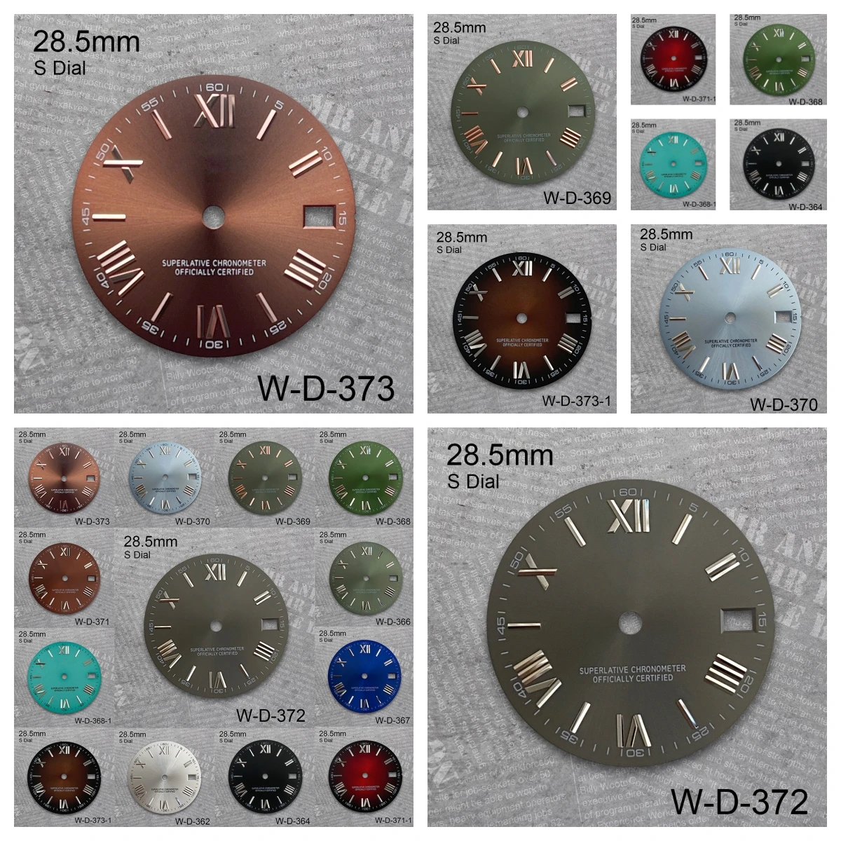 28.5 mm Rome S Logo Dial Suitable For NH35/NH36/4R/7S Japan Movement Sunburst High Quality Watch Modification Accessories 
28.5 mm Rome S Logo Dial Suitable For NH35/NH36/4R/7S Japan Movement Sunburst High Quality Watch Modification Accessories