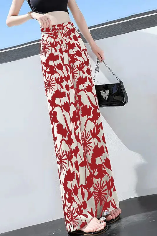 Summer Printing Ice Silk High Waist Wide Leg Streetwear All-match Casual Pants for Women Korean Fashion Straight Trousers C285
Summer Printing Ice Silk High Waist Wide Leg Streetwear All-match Casual Pants for Women Korean Fashion Straight Trousers C285