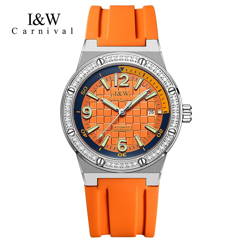 Carnival Brand High-End IW Series Sports Silicone Mechanical Watch for Men 50M Waterproof Luxury MIYOTA Movement Mens Watches
Carnival Brand High-End IW Series Sports Silicone Mechanical Watch for Men 50M Waterproof Luxury MIYOTA Movement Mens Watches