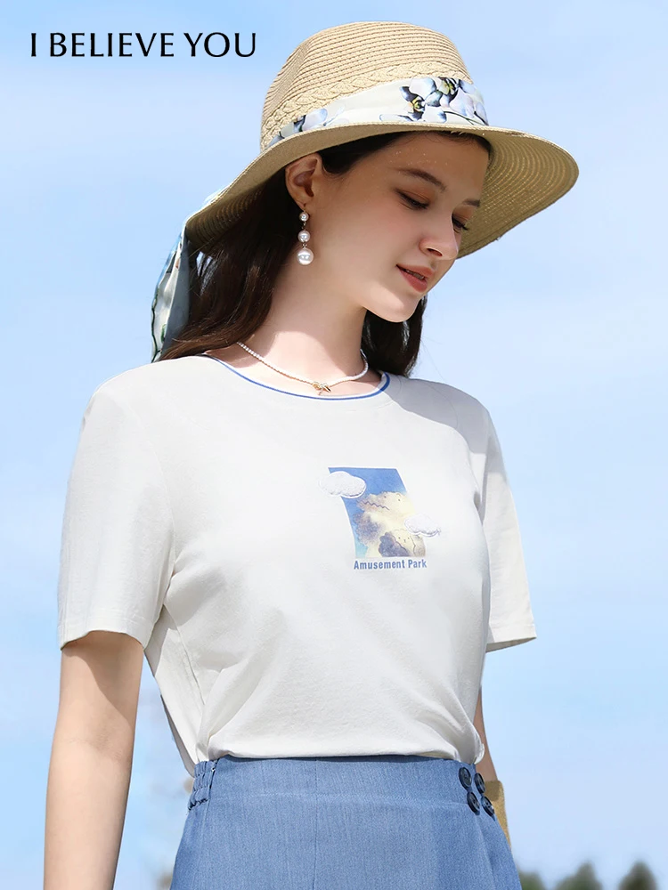 I BELIEVE YOU T-shirts For Women Ice Porcelain Cotton Printed Slim Short-sleeved Female 2024 Summer New O-Neck Tops 2241015588
I BELIEVE YOU T-shirts For Women Ice Porcelain Cotton Printed Slim Short-sleeved Female 2024 Summer New O-Neck Tops 2241015588