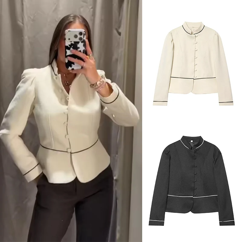 Women's Blazer 2026 New Spring Fashion Color-block Trim Slim-fit Blazer for Women Ladies Outerwear Casaul Chic Women Jacket
Women's Blazer 2026 New Spring Fashion Color-block Trim Slim-fit Blazer for Women Ladies Outerwear Casaul Chic Women Jacket