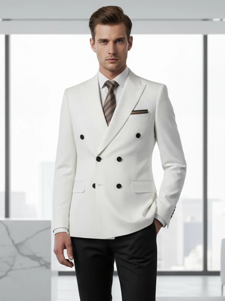 ST cassy Elegant White Double Breasted Suit Set 2 Piece Business Wedding Outfit Classic Stylish Blazer Pants Modern Trendy
ST cassy Elegant White Double Breasted Suit Set 2 Piece Business Wedding Outfit Classic Stylish Blazer Pants Modern Trendy
