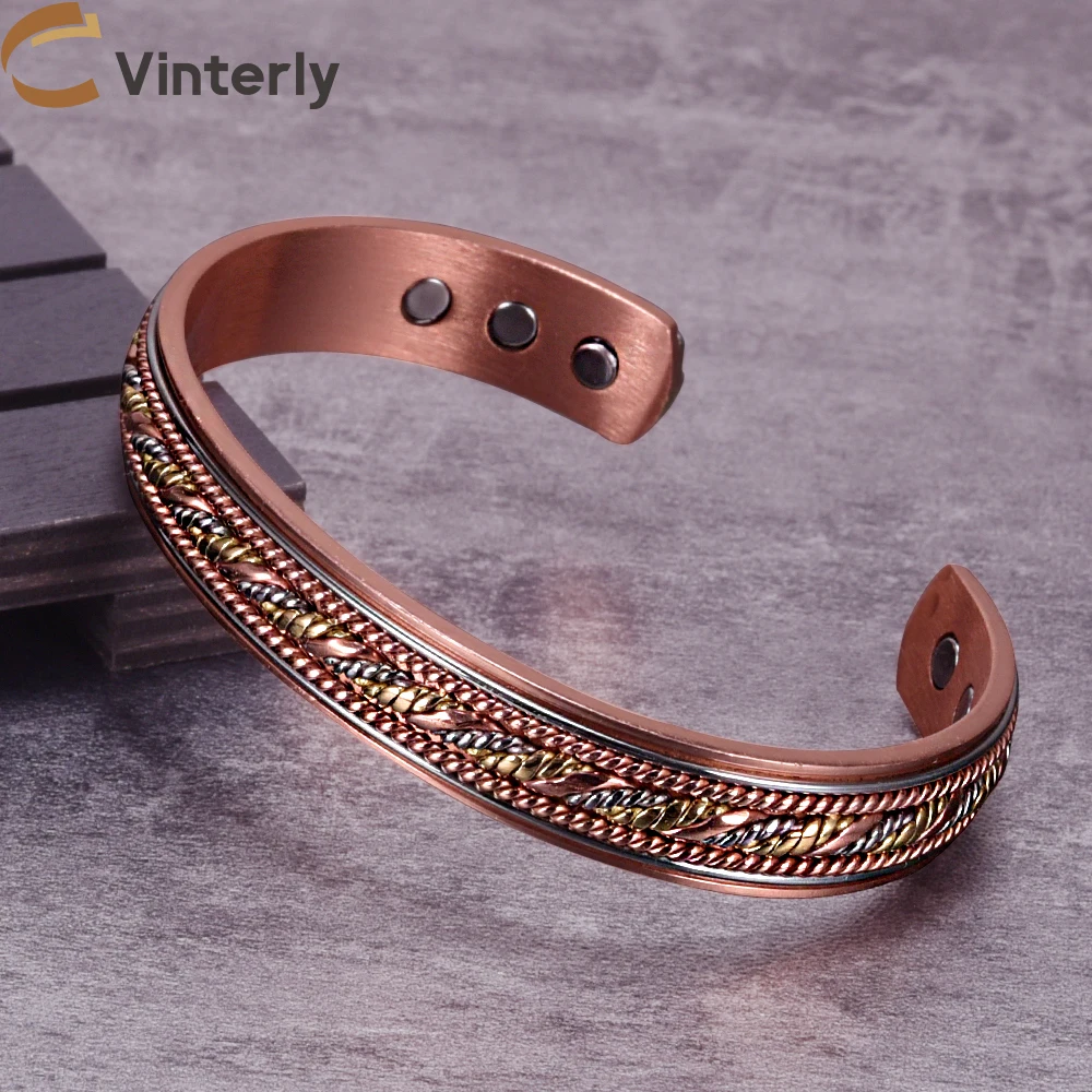 Twisted Pure Copper Bracelet Men Adjustable Cuff Wristband Magnetic Bangles Arthritis Health High Magnet Solid Copper Jewelry
Twisted Pure Copper Bracelet Men Adjustable Cuff Wristband Magnetic Bangles Arthritis Health High Magnet Solid Copper Jewelry