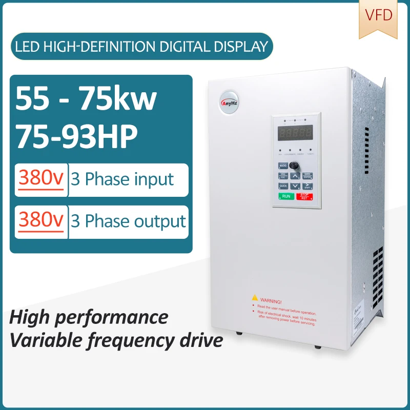 VFD Inverter 55KW/75KW Frequency Inverter 3P/380V Output Frequency Converter Variable Frequency Drive
VFD Inverter 55KW/75KW Frequency Inverter 3P/380V Output Frequency Converter Variable Frequency Drive