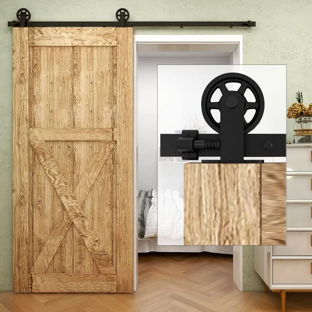CCJH Barn Door Hardware Kit for Wood Single Barn Door Black Middle Wheel T Type Roller Hanger Not Easy to Rust with Floor Guide
CCJH Barn Door Hardware Kit for Wood Single Barn Door Black Middle Wheel T Type Roller Hanger Not Easy to Rust with Floor Guide