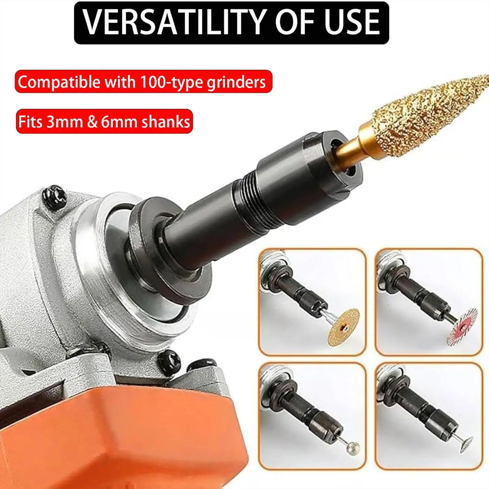 Angle Grinder Modified Adapter Durable Alloy Steel 3mm 6mm Collet for Ceramic Grinder and Tray and Grinder Set Applications