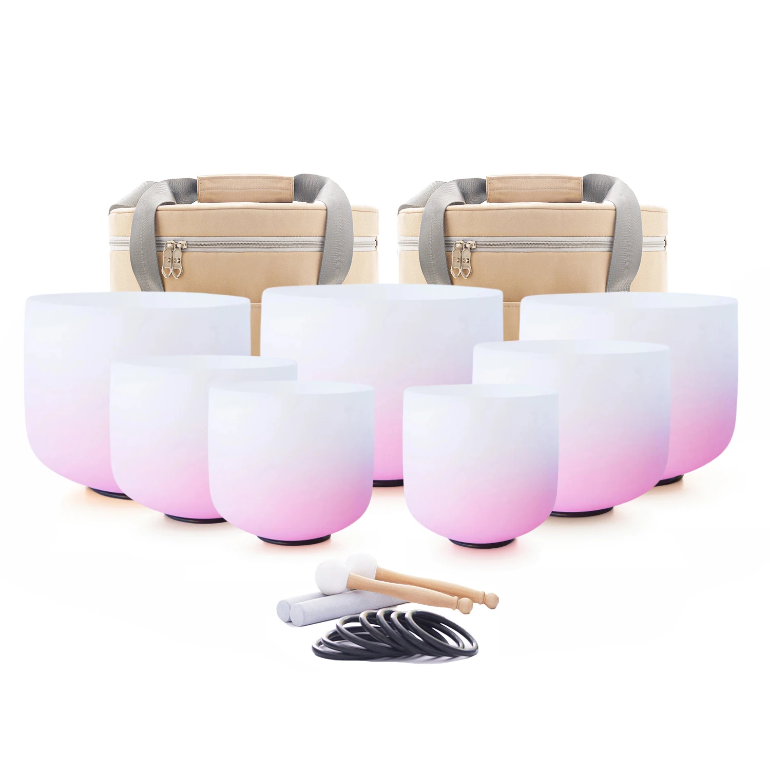 Hye-eun 6-12inch Gradient Pink Crystal Bowl Set of 7pcs Chakra Yoga Meditation Frosted Quartz Singing Sound Bowl with Bags
Hye-eun 6-12inch Gradient Pink Crystal Bowl Set of 7pcs Chakra Yoga Meditation Frosted Quartz Singing Sound Bowl with Bags