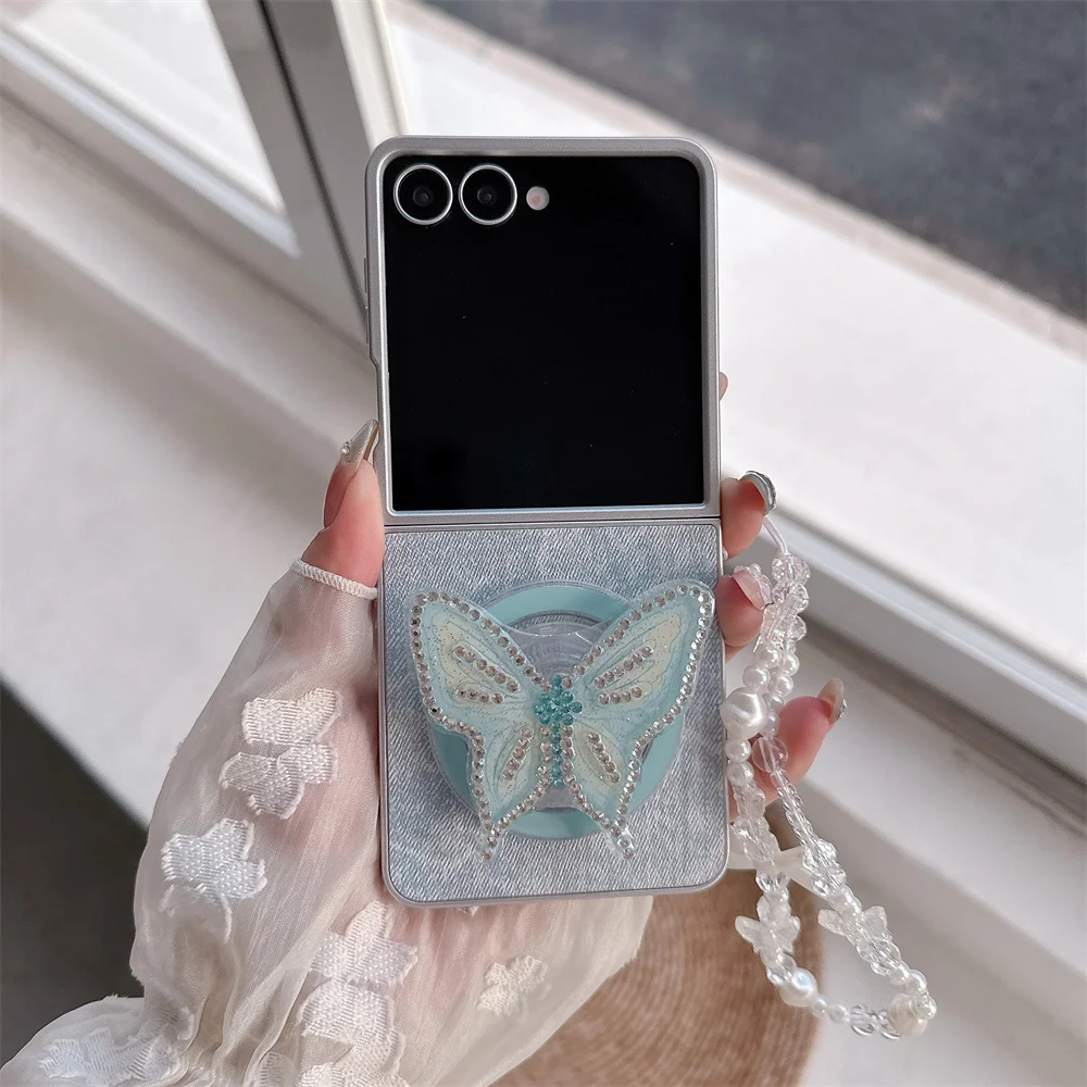 Korean Fashion Leather Denim Butterfly Magnetic stand Phone Case for Samsung Galaxy Z Flip5 Flip 7 flip 6 3 4 Cover with Hinges
Korean Fashion Leather Denim Butterfly Magnetic stand Phone Case for Samsung Galaxy Z Flip5 Flip 7 flip 6 3 4 Cover with Hinges