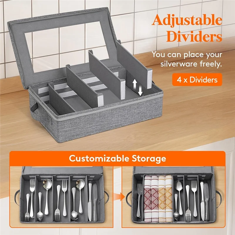 M12K-5 Compartment Cutlery Case With Zipper Lid And Adjustable Divider, Flatware Organizer With Handle, Silverware Storage Box
M12K-5 Compartment Cutlery Case With Zipper Lid And Adjustable Divider, Flatware Organizer With Handle, Silverware Storage Box