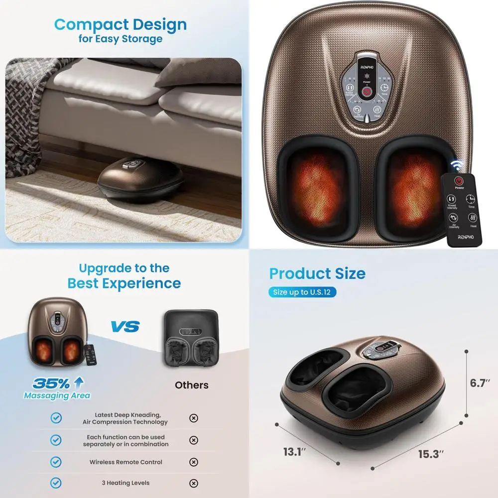 Upgraded 2026 Cordless Shiatsu Foot Massager with Heat for Plantar Fasciitis Relief, Ideal Christmas Gift for Women, Kneads Away
Upgraded 2026 Cordless Shiatsu Foot Massager with Heat for Plantar Fasciitis Relief, Ideal Christmas Gift for Women, Kneads Away