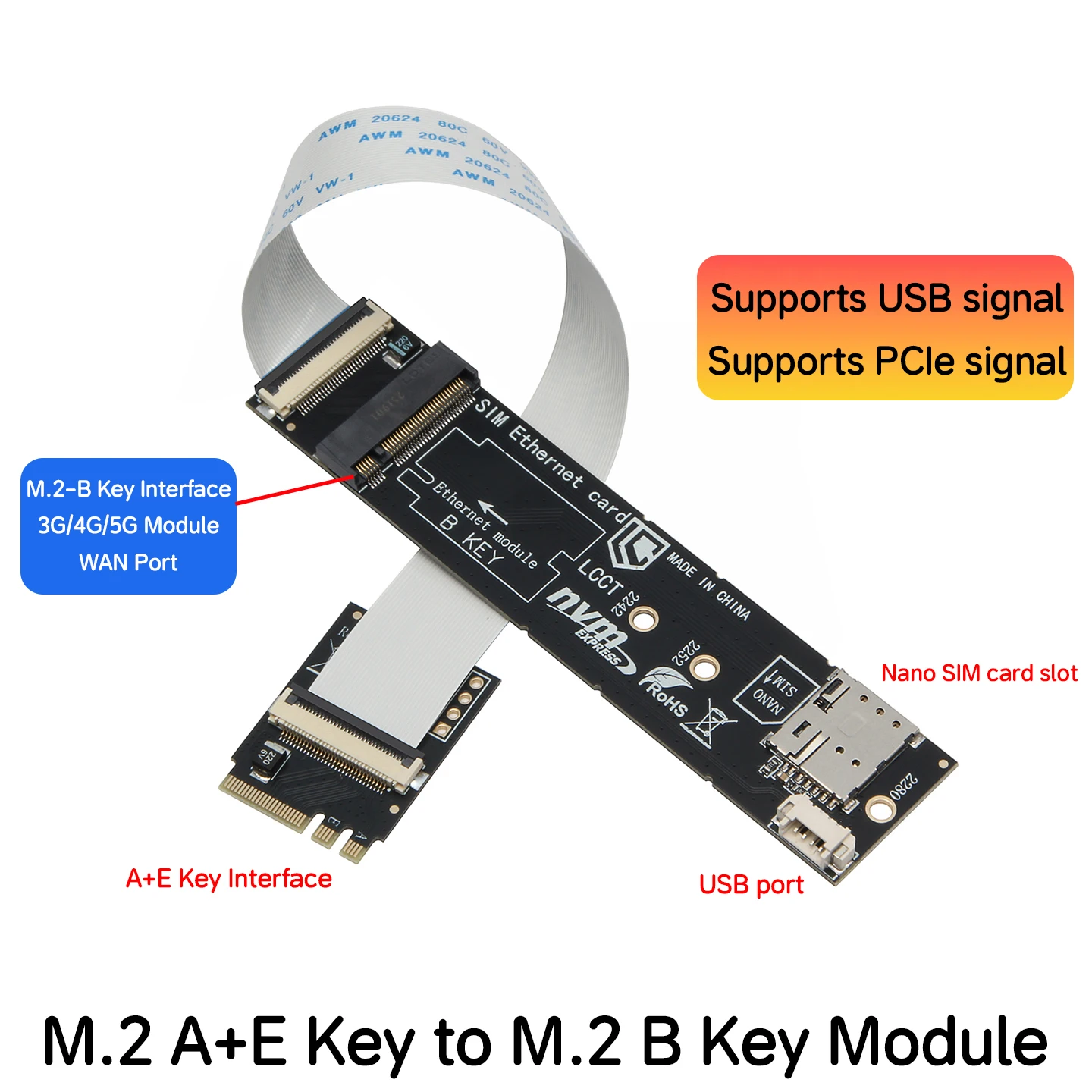 Модуль сети 3G/4G/5G с поддержкой SIM-карт (M.2+A-E Key на M.2-B Key) + поддержка модулей M.2-B Key/USB/PCIe сигналов, совместимость с Win10/8/7/Linux
Модуль сети 3G/4G/5G с поддержкой SIM-карт (M.2+A-E Key на M.2-B Key) + поддержка модулей M.2-B Key/USB/PCIe сигналов, совместимость с Win10/8/7/Linux