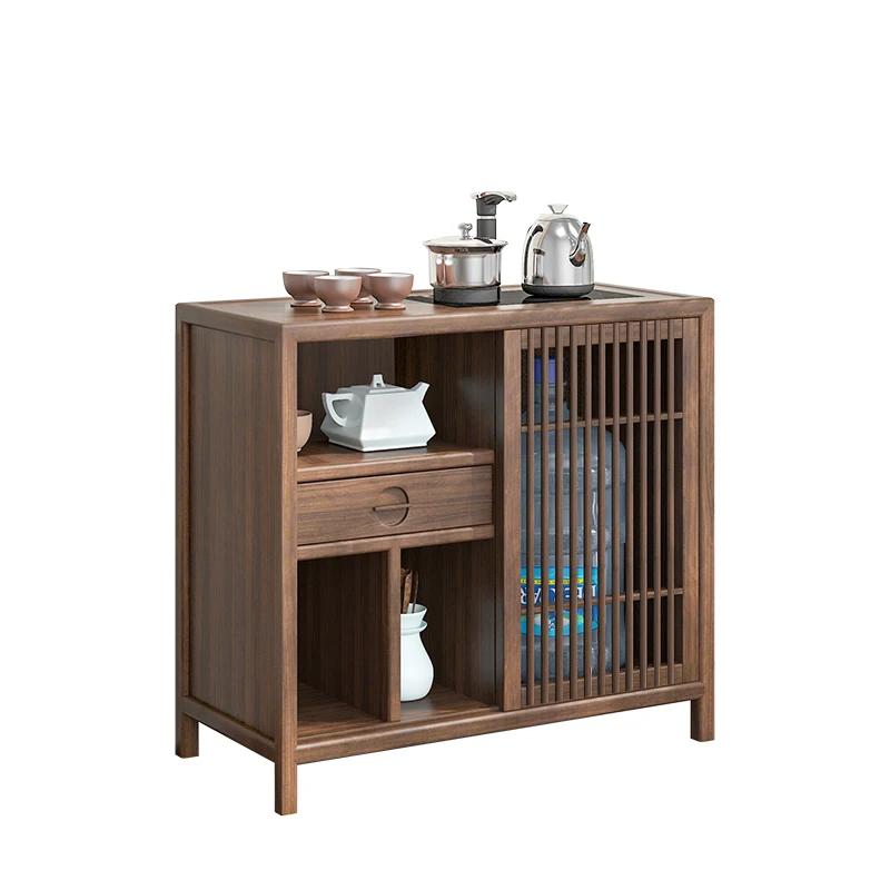 New Chinese style tea cabinet Zen solid wood black walnut color elm tea side cabinet boiling water integrated small coffee table
New Chinese style tea cabinet Zen solid wood black walnut color elm tea side cabinet boiling water integrated small coffee table